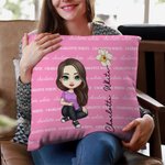 Housse de Coussin Personnalisée avec Personnage de Dessin Animé et Nom Décoration de Chambre Cadeau Noël Anniversaire pour Enfant
