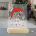 Personalized Smile Santa Claus Names 7 Colour Changing LED Night Light with Wooden Base Festival Home Decor Christmas Gift for Family