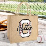 Personalizada Fútbol Baloncesto Softball Béisbol Nombre Bolsa de yute con inicial o número Cumpleaños Equipo de regalo para los amantes del deporte