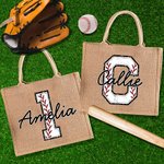 Personalizada Fútbol Baloncesto Softball Béisbol Nombre Bolsa de yute con inicial o número Cumpleaños Equipo de regalo para los amantes del deporte
