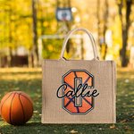 Personalizada Fútbol Baloncesto Softball Béisbol Nombre Bolsa de yute con inicial o número Cumpleaños Equipo de regalo para los amantes del deporte