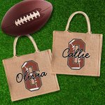 Personalizada Fútbol Baloncesto Softball Béisbol Nombre Bolsa de yute con inicial o número Cumpleaños Equipo de regalo para los amantes del deporte