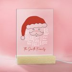 Personalized Smile Santa Claus Names 7 Colour Changing LED Night Light with Wooden Base Festival Home Decor Christmas Gift for Family