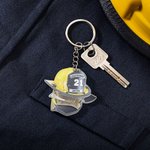 Gepersonaliseerde Acryl Brandweerhelm Sleutelhanger met Rangnummer en Naam Grappig Auto Ornament Verjaardag Bedankje Cadeau voor Brandweerman