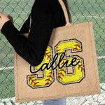 Personalizada Fútbol Baloncesto Softball Béisbol Nombre Bolsa de yute con inicial o número Cumpleaños Equipo de regalo para los amantes del deporte