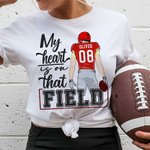 Personalized That's My Boy My Heart Is On That Field Football Theme T-shirt Sweatshirt with Number Name Birthday Team Game Day Gift for Football Mom