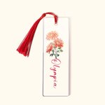 Personalisierte Aquarell Geburt Blume Acryl Name Lesezeichen mit Quaste Geburtstag Geschenk für Frauen Buchliebhaber