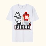 Personalized That's My Boy My Heart Is On That Field Football Theme T-shirt Sweatshirt with Number Name Birthday Team Game Day Gift for Football Mom