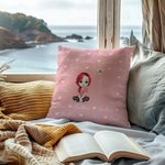 Taie d'Oreiller Personnalisée avec Personnage de Dessin Animé Fleur de Naissance Nom Cadeau Anniversaire Emménagement Noël pour Famille