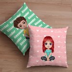 Taie d'Oreiller Personnalisée avec Personnage et Nom Bourrage à Choix Cadeeau Anniversaire Noël pour Famille
