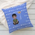 Taie d'Oreiller Personnalisée avec Personnage de Dessin Animé Fleur de Naissance Nom Cadeau Anniversaire Emménagement Noël pour Famille