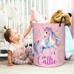 Cesto per Biancheria Personalizzato Giocattolo con Nome di Fantasia Unicorno di Grandi Dimensioni Manico Impermeabile Tessuto Decorazione per Bambini