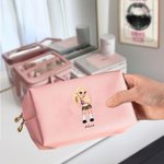 Personlig PU lær vanntett Y2K Cartoon Character Makeup Bag med navn Bursdagsgave til kvinner