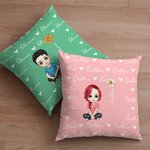 Taie d'Oreiller Personnalisée avec Personnage de Dessin Animé Fleur de Naissance Nom Cadeau Anniversaire Emménagement Noël pour Famille