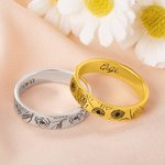 Personalizado delicado anillo de nacimiento de flores con el nombre grabado Cumpleaños Navidad Joyería de regalo para las mujeres
