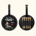 Personlig Nice Shot Face Photo Bärbar läder Golf Tee-hållare med namn och bältesspänne Födelsedag Sporttillbehör Present för golfälskare