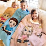 Coperta morbida e accogliente personalizzata con personaggio animato nome e fiore di nascita regalo di compleanno per bambini e famiglia