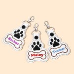 Personalised Dog Paw Bone Leather Keychain with Embroidery Name Bag Pet Waistcoat  Decoration Christmas Birthday Gift for Pet Lover