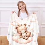 Gepersonaliseerde schattige mama en baby hond Sika hert dieren zachte deken met naam verjaardag Home Decor Gift voor mama jongens meisjes