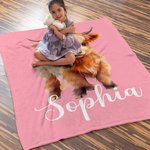 Personalized Cute Floral Highland Cow Soft Throw Blanket with Name Home Decor Birthday Gift for Highland Cow Lovers