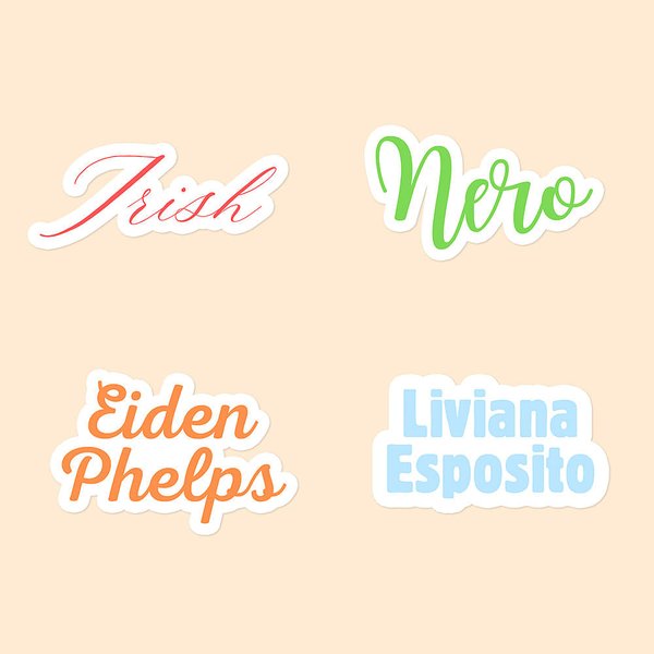 Personalized Multicolour Waterproof Vinyl Text Sticker Name Label for Laptop Notebook Water Bottle Back to School Office Gift for Women Girls