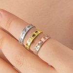 Personalizado delicado anillo de nacimiento de flores con el nombre grabado Cumpleaños Navidad Joyería de regalo para las mujeres