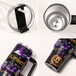 Spersonalizowany kubek Boho Pumpkin Ghost Design 40oz z imienną pokrywką i słomką Prezent urodzinowy na Halloween dla rodziny