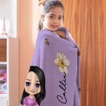 Coperta morbida e accogliente personalizzata con personaggio animato nome e fiore di nascita regalo di compleanno per bambini e famiglia
