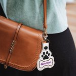 Personalised Dog Paw Bone Leather Keychain with Embroidery Name Bag Pet Waistcoat  Decoration Christmas Birthday Gift for Pet Lover