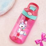 Personalised Fantasy Unicorn Theme 16oz Kid Name Water Bottle with Straw and Spill-Proof Lid Christmas Birthday Gift for Boys Girls