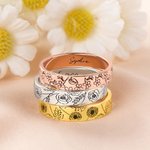 Personalizado delicado anillo de nacimiento de flores con el nombre grabado Cumpleaños Navidad Joyería de regalo para las mujeres