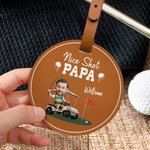 Personlig Nice Shot Face Photo Bärbar läder Golf Tee-hållare med namn och bältesspänne Födelsedag Sporttillbehör Present för golfälskare