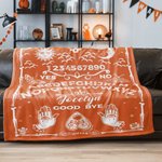 Personalized Sun Moon Skull Ouija Board Design Soft Throw Blanket with Name Gothic Style Home Decor Halloween Gift for Divination Enthusiasts