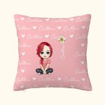 Taie d'Oreiller Personnalisée avec Personnage de Dessin Animé Fleur de Naissance Nom Cadeau Anniversaire Emménagement Noël pour Famille