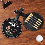 Personlig Nice Shot Face Photo Bärbar läder Golf Tee-hållare med namn och bältesspänne Födelsedag Sporttillbehör Present för golfälskare