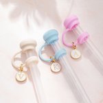 Personalized Minimalist Reusable Silicone Straw Topper with Initial Charm Accessory for Stanley Cup Birthday Travel Gift for Women