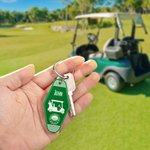 Spersonalizowany akrylowy brelok do wózka golfowego Retro Motel z imieniem i nazwiskiem Akcesoria golfowe Klub sportowy Prezent dla golfisty