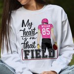 Personalized That's My Boy My Heart Is On That Field Football Theme T-shirt Sweatshirt with Number Name Birthday Team Game Day Gift for Football Mom