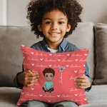 Taie d'Oreiller Personnalisée avec Personnage de Dessin Animé Fleur de Naissance Nom Cadeau Anniversaire Emménagement Noël pour Famille