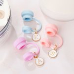 Personalized Minimalist Reusable Silicone Straw Topper with Initial Charm Accessory for Stanley Cup Birthday Travel Gift for Women