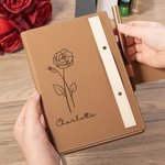 Set di penna e taccuino in pelle PU foderato A5 personalizzato con nome inciso Regalo di Natale di compleanno per insegnanti