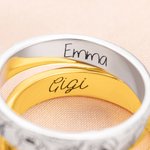 Personalizado delicado anillo de nacimiento de flores con el nombre grabado Cumpleaños Navidad Joyería de regalo para las mujeres