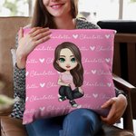 Taie d'Oreiller Personnalisée avec Personnage et Nom Bourrage à Choix Cadeeau Anniversaire Noël pour Famille
