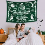 Personifierad Halloween pardödskalle Ouija-bräda mönster gobeläng med namn heminredning Halloween festgåva för par familj