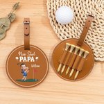 Personlig Nice Shot Face Photo Bärbar läder Golf Tee-hållare med namn och bältesspänne Födelsedag Sporttillbehör Present för golfälskare