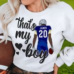 Personalized That's My Boy My Heart Is On That Field Football Theme T-shirt Sweatshirt with Number Name Birthday Team Game Day Gift for Football Mom