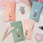 Personalized Y2K Style Cartoon Character Leather Makeup Brush Bag with Name 8 Pcs Makeup Brushes Travel Essentials Birthday Gift for Girls Women