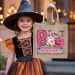 Personalizada Juguetón Fantasma Calabaza Murciélago Bolsa de Yute Grande con Nombre Halloween Truco o Trato Regalo para Niño Niña
