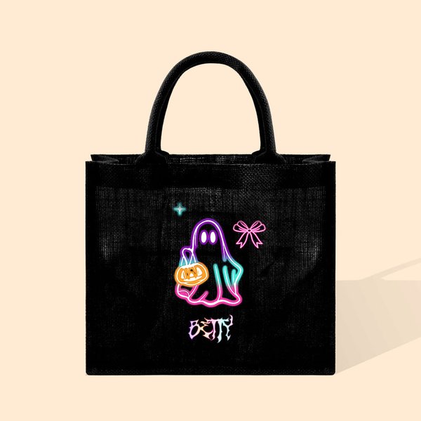 Sac à dos personnalisé Halloween Citrouille Fantôme Néon avec nom Cadeau pour garçons Filles