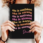Journal de bord A5 ligné rose avec nom 120 pages Cadeau d'anniversaire Affirmation Motivation pour les femmes et les filles